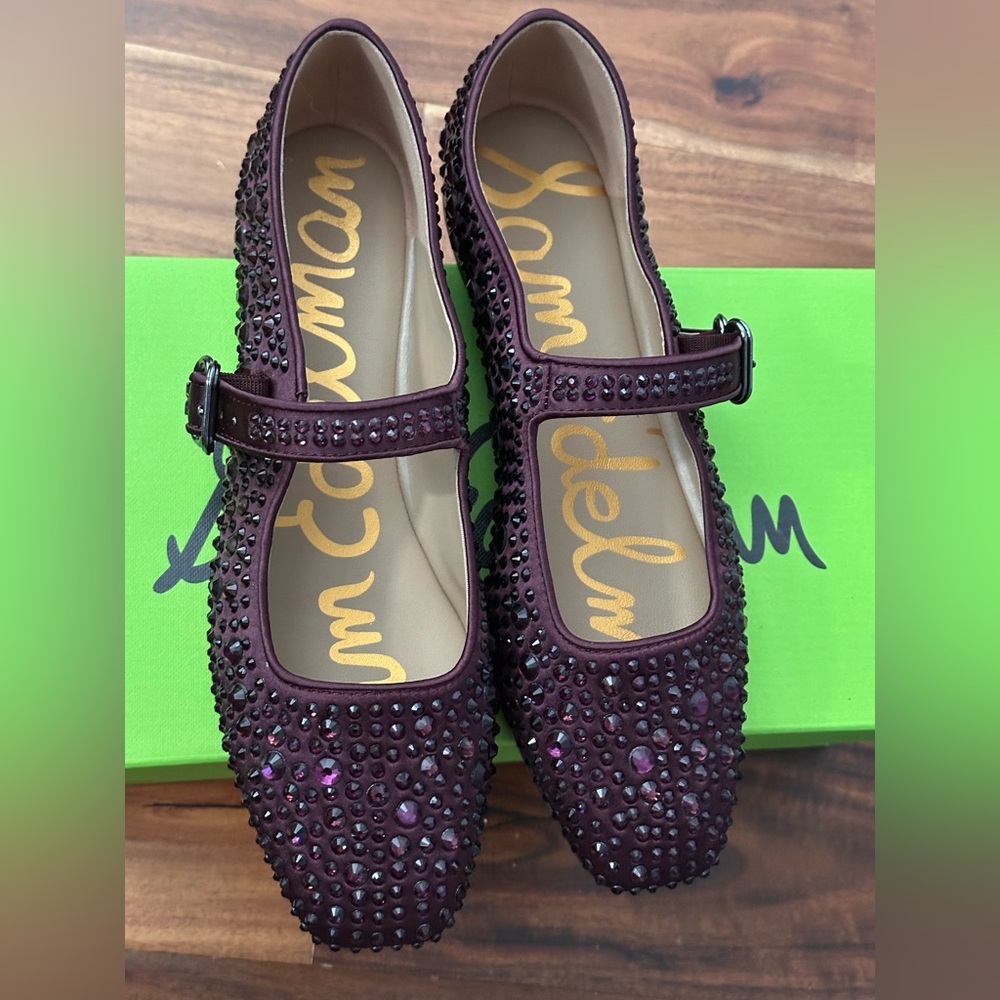 Sam Edelman Michaela Bling plum Mary Jane Flats 8.5 - Picture 6 of 8